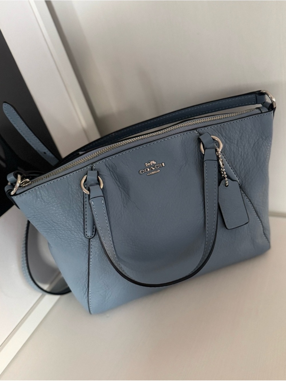 Coach Blue Leather Top-Handle Shoulder Bag